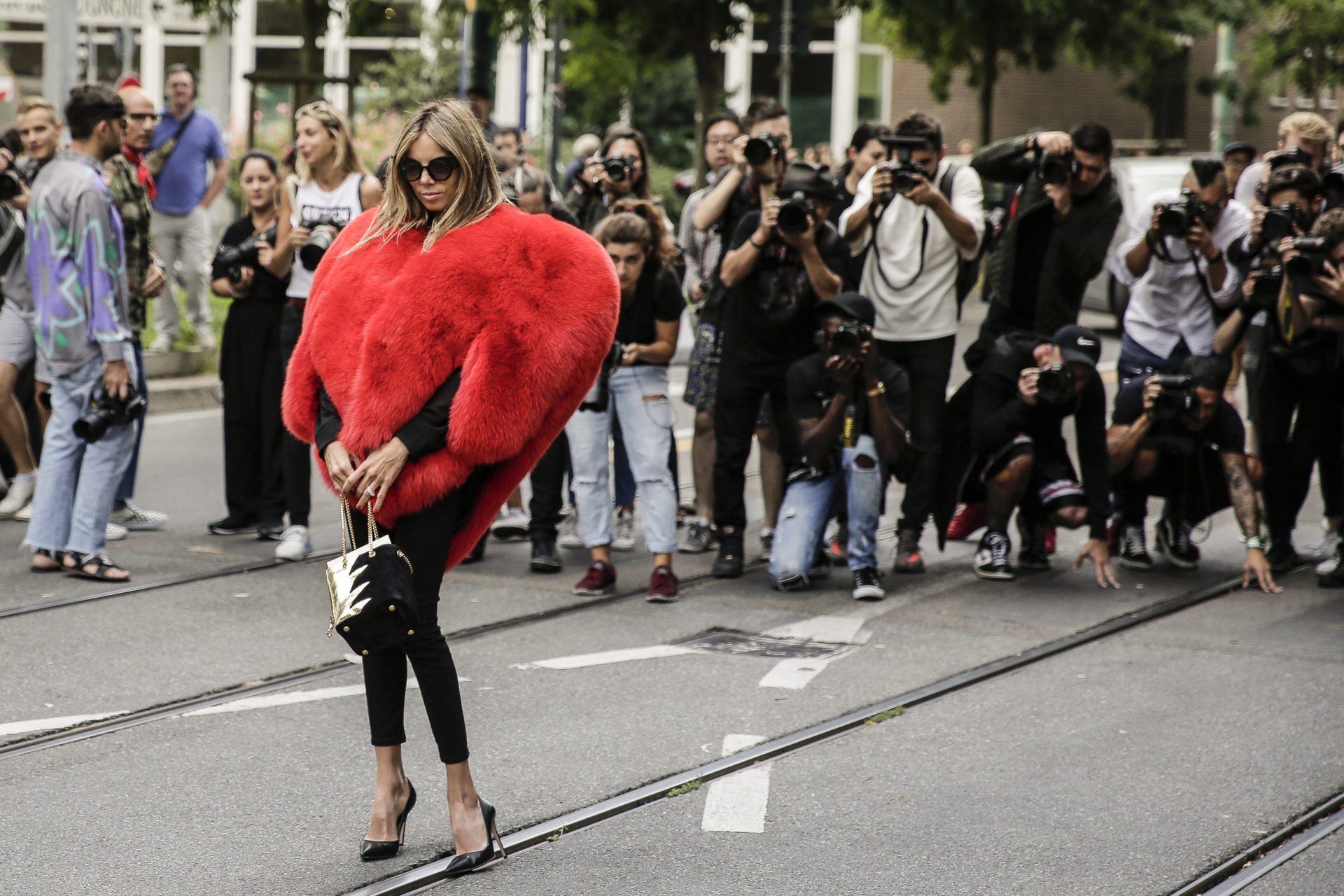Street Style at the Fendi SS17 Show during Milan Fashion Week