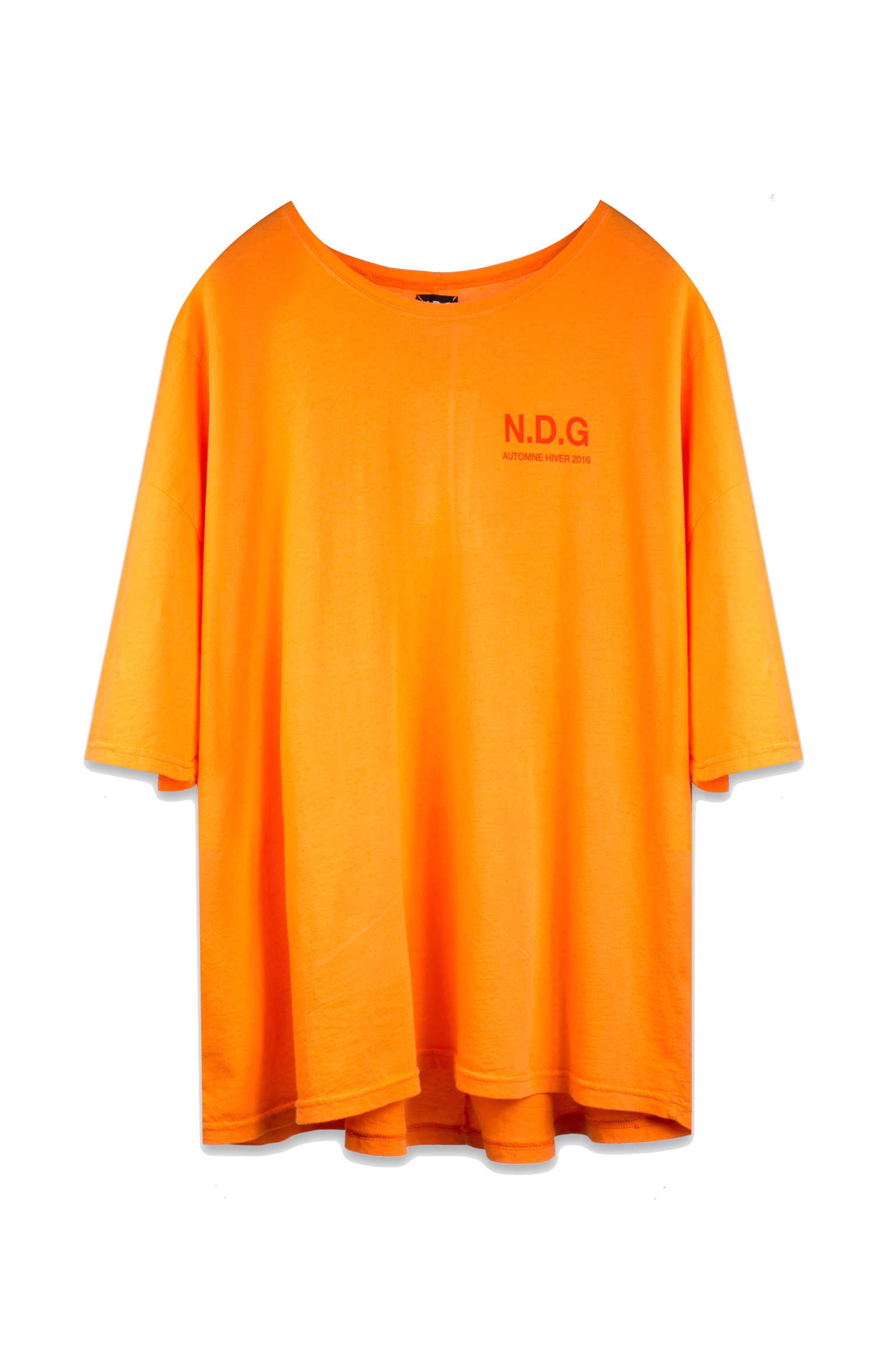 N.D.G. orange shirt