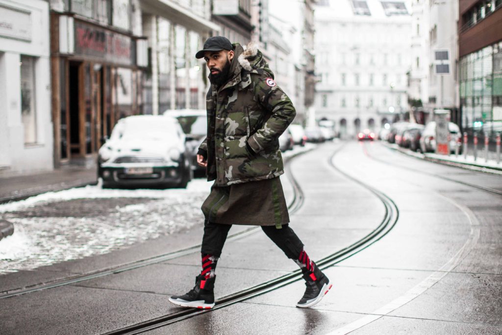 Street Style picture of New Kiss on the Blog wearing Canada Goose camouflage jacket