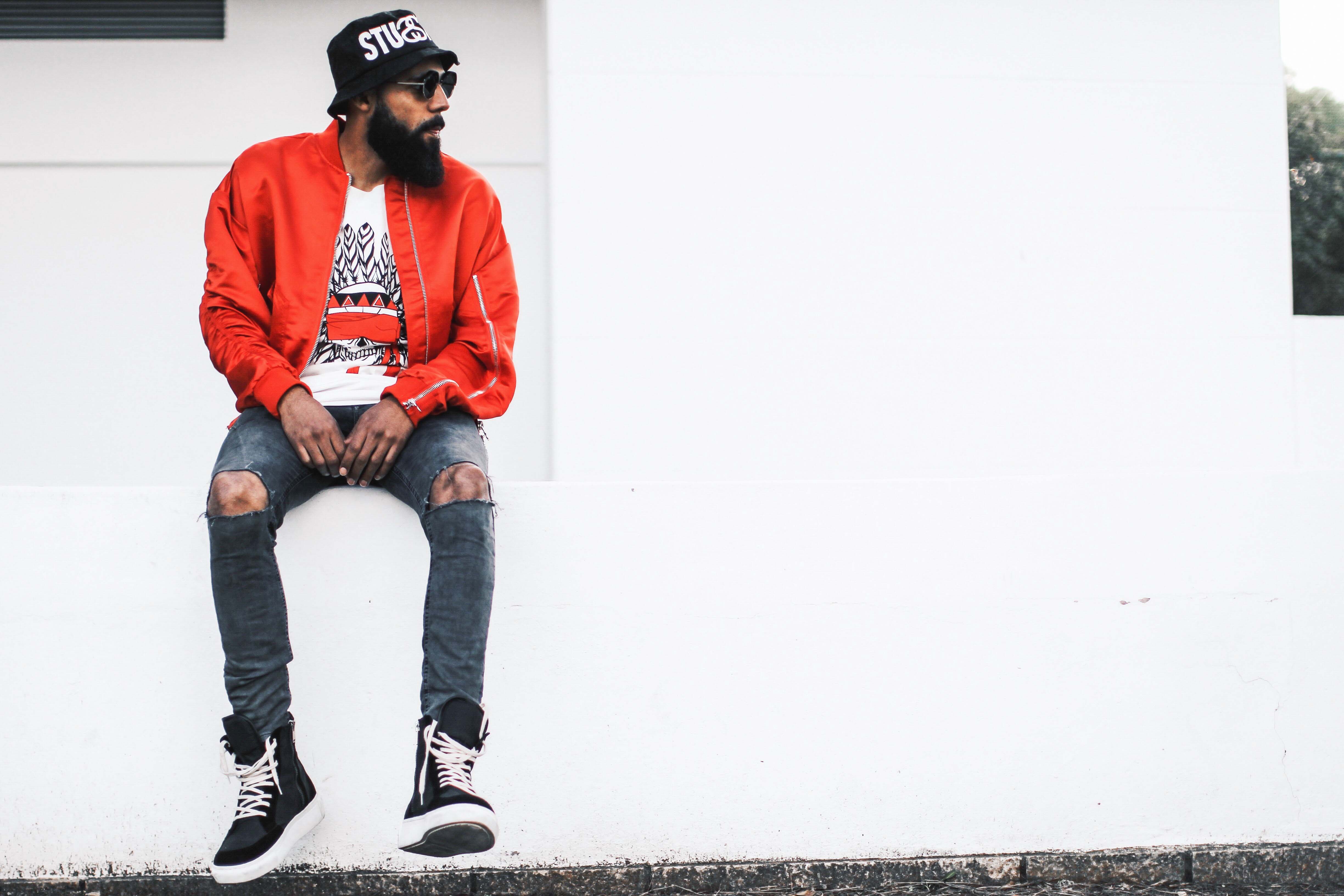 Generation Y - Blogger New Kiss on the Blog wearing Red Bomber Jacket from Only The Blind