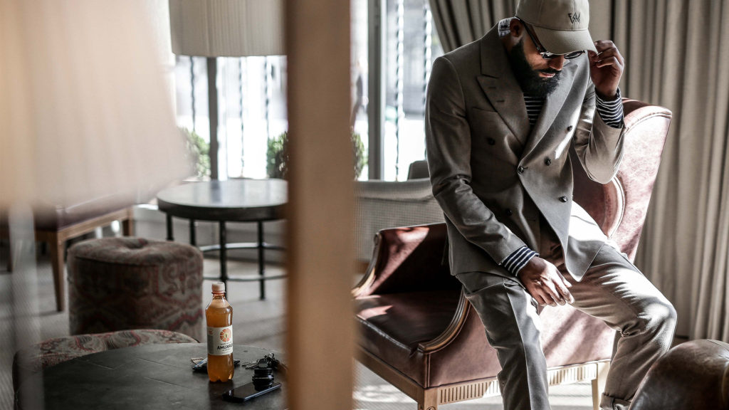 Jean-Claude Mpassy wearing Tiger of Sweden suit in Madrid