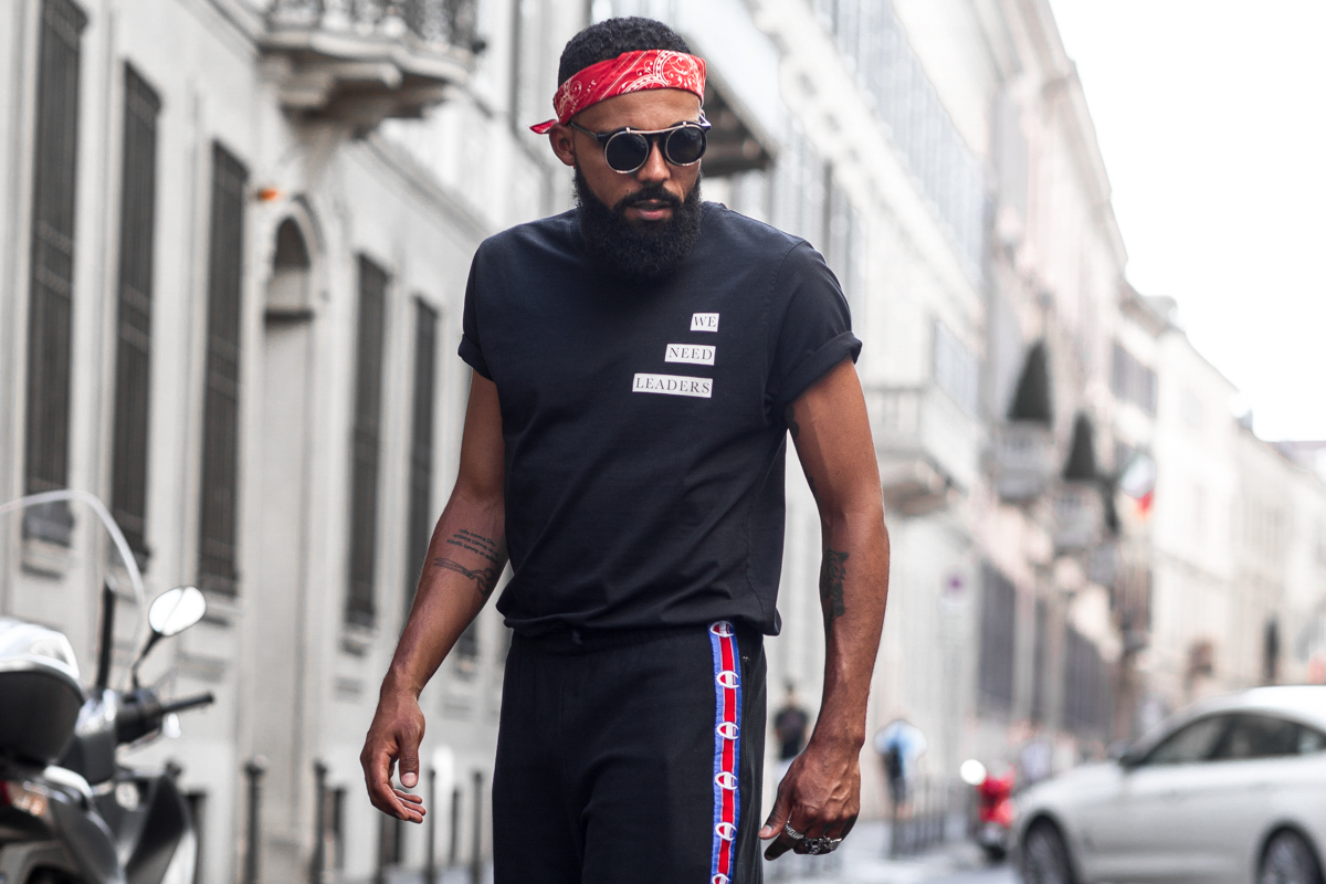 Street Style Shot of Jean-Claude Mpassy from New Kiss on the Blog in Milan