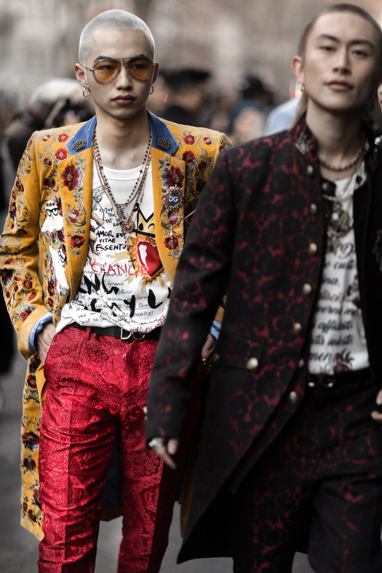 Street Style from Milan Fashion Week AW18 before the Dolce & Gabbana Show