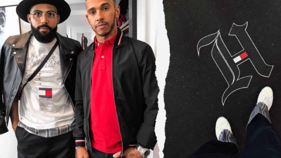 Jean-Claude Mpassy from New Kiss on the Blog with Lewis Hamilton during the Tommy Hilfiger X Lewis collection presentation