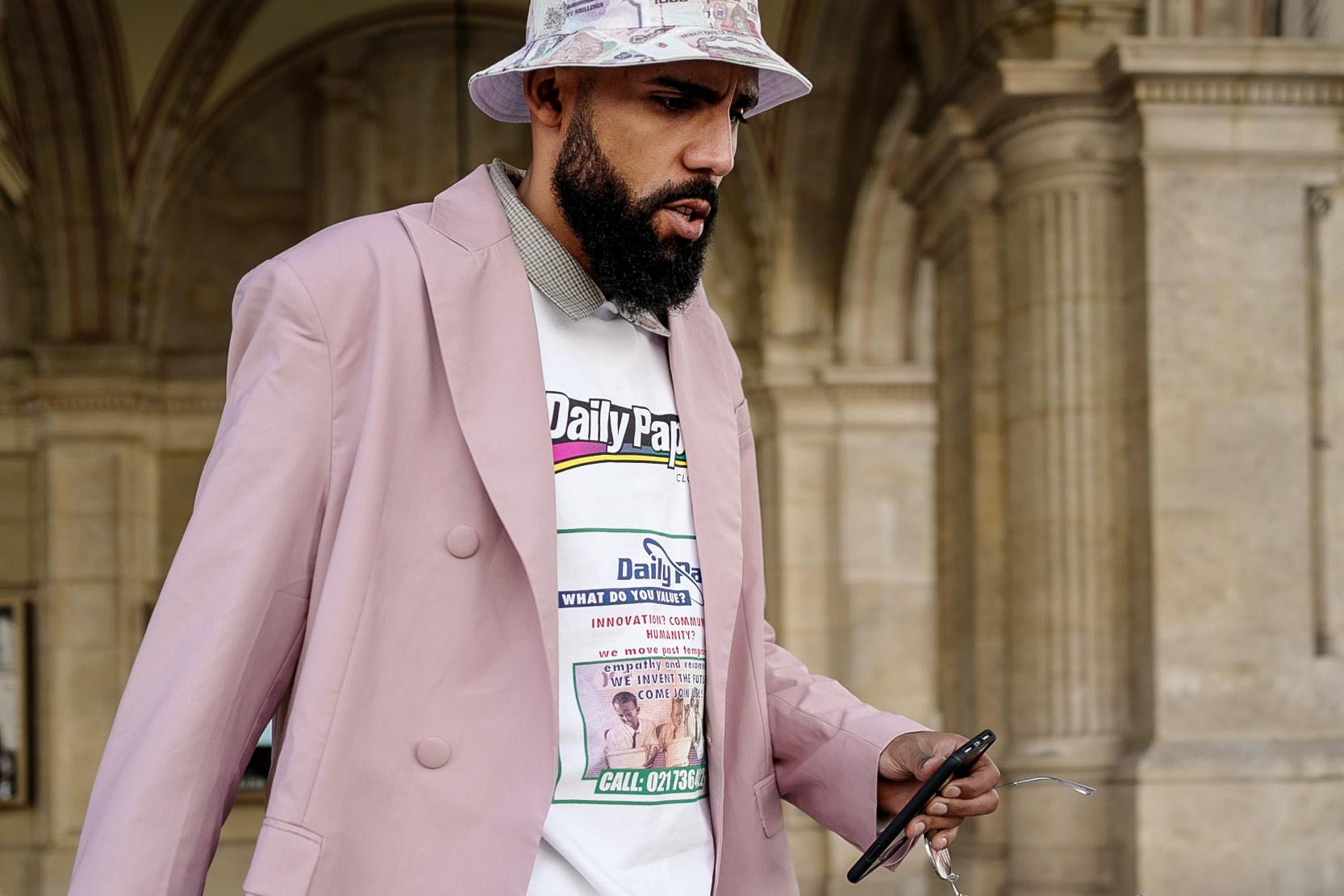 Daily Paper SS19 Street Style shot of Jean-Claude Mpassy