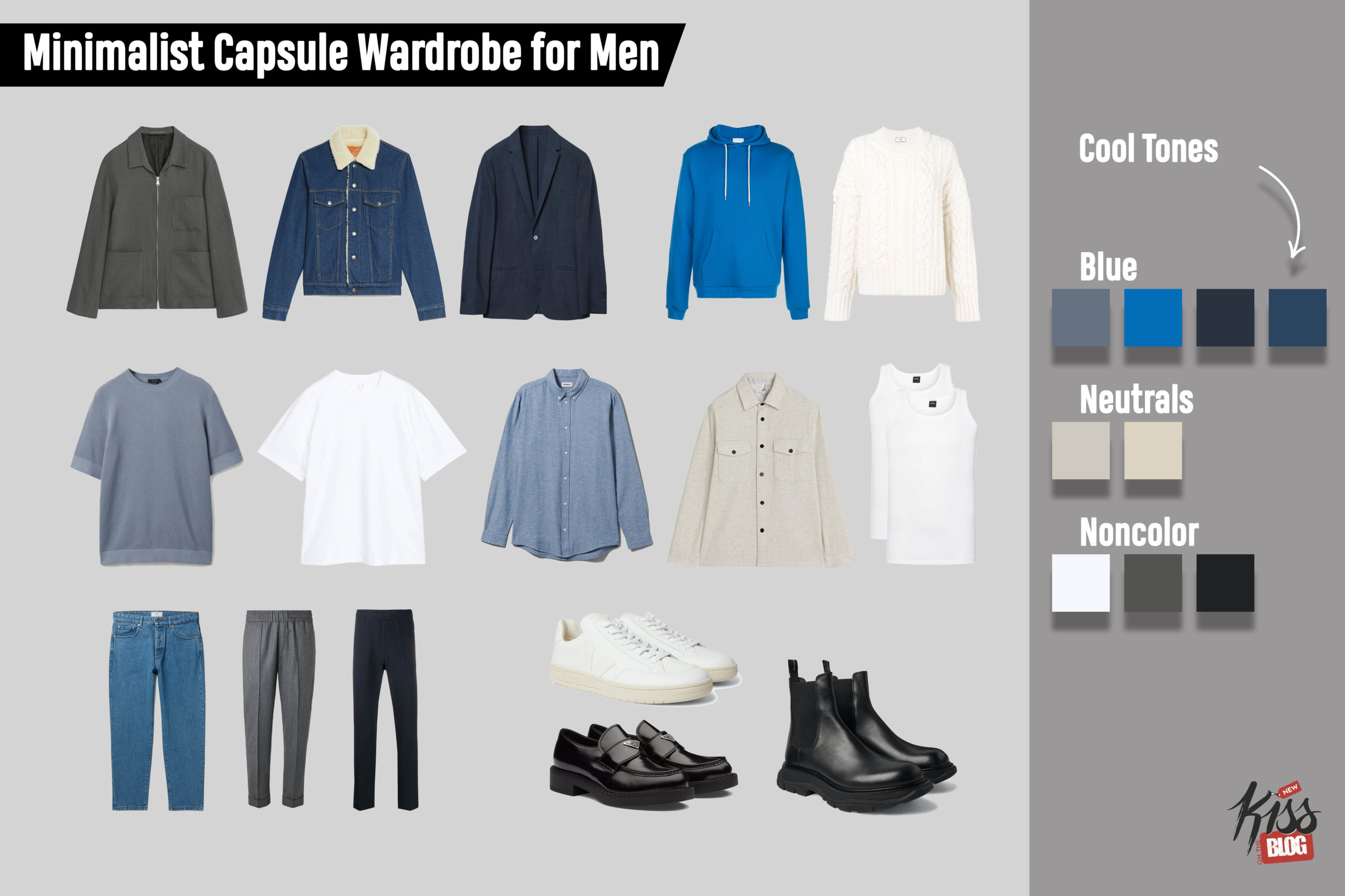 Minimalist Capsule Wardrobe for men: Cool Tones